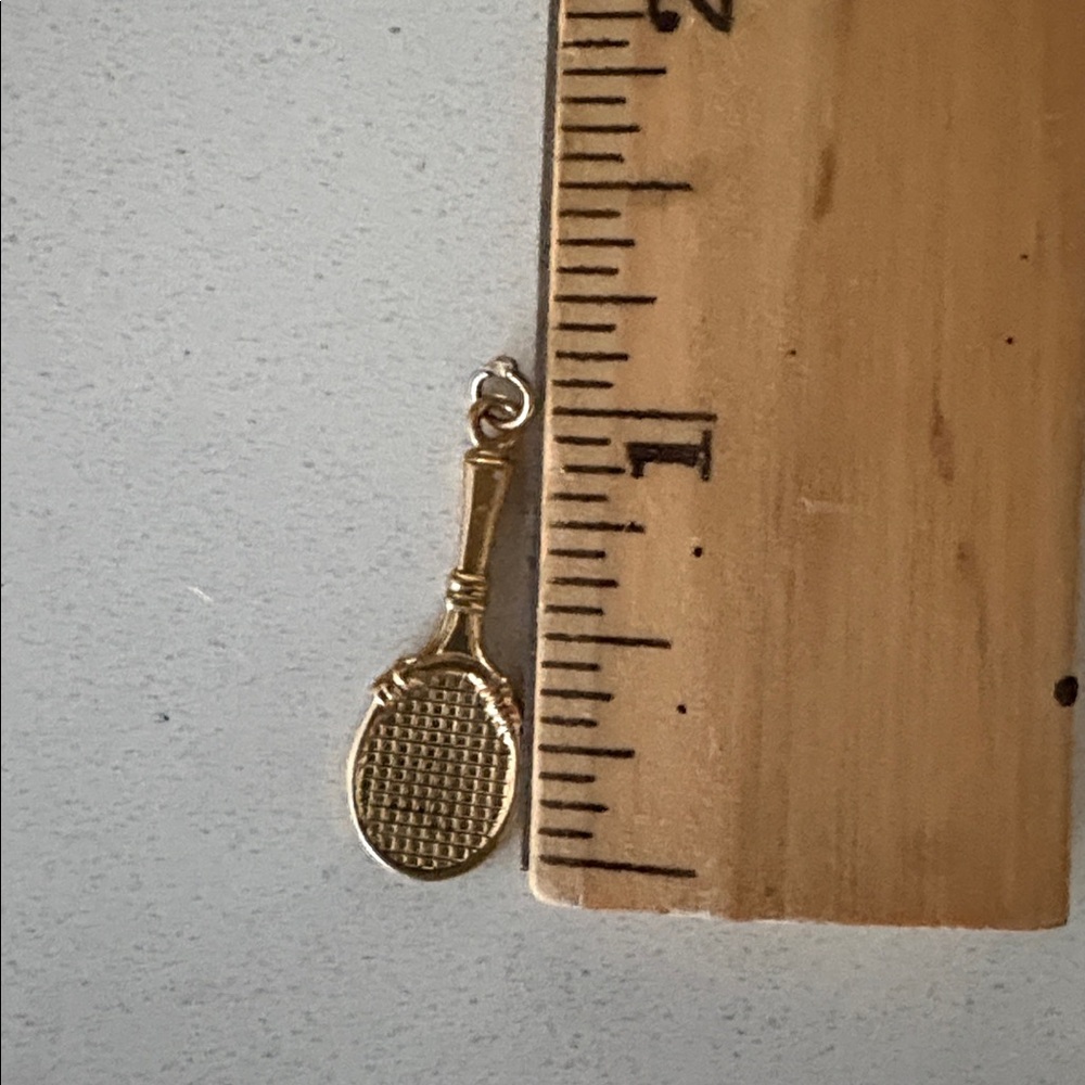 Gold Tennis Racket Charm - Picture 6 of 7